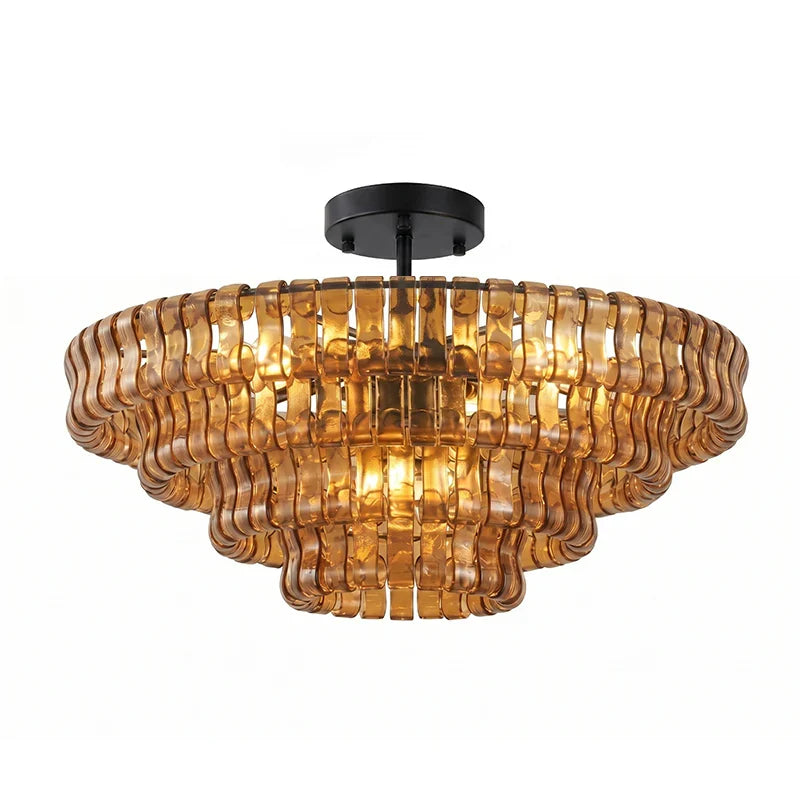 RoyaleGlow Murano Glass Semi Flush Mount Ceiling Light Fixture - Royale Basic