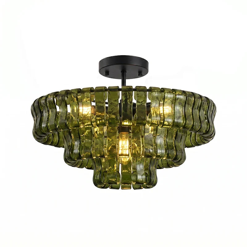 RoyaleGlow Murano Glass Semi Flush Mount Ceiling Light Fixture - Royale Basic