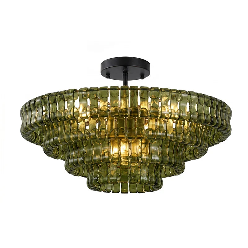 RoyaleGlow Murano Glass Semi Flush Mount Ceiling Light Fixture - Royale Basic