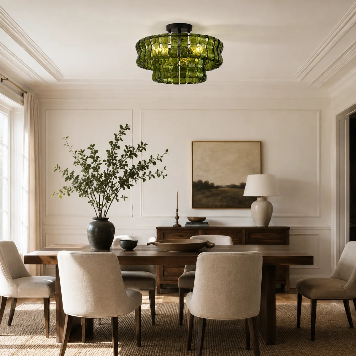 RoyaleGlow Murano Glass Semi Flush Mount Ceiling Light Fixture - Royale Basic