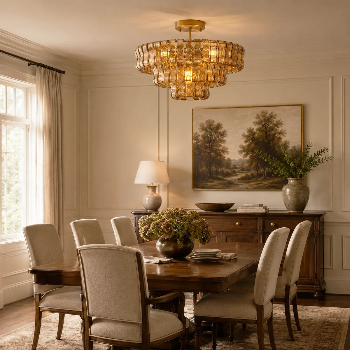 RoyaleGlow Murano Glass Semi Flush Mount Ceiling Light Fixture - Royale Basic