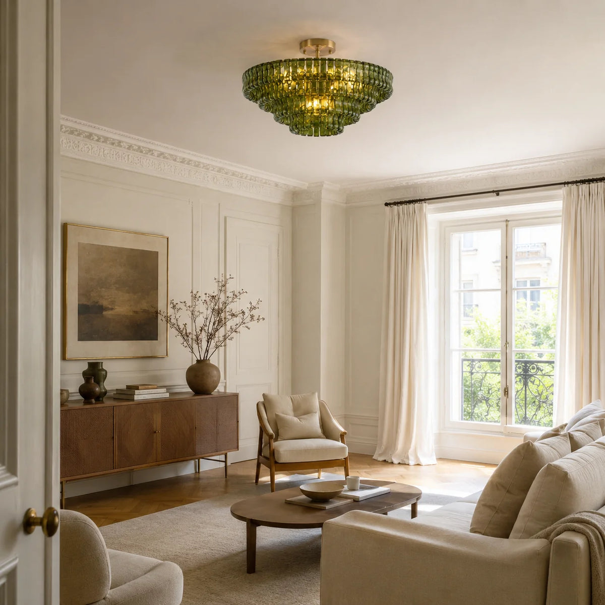 RoyaleGlow Murano Glass Semi Flush Mount Ceiling Light Fixture - Royale Basic
