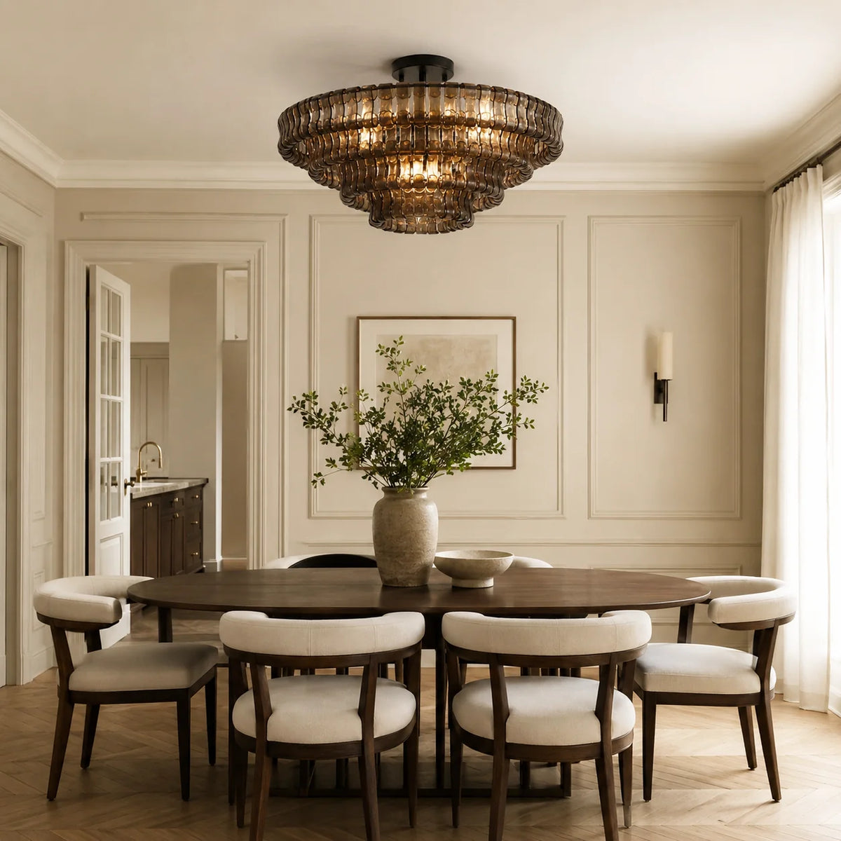 RoyaleGlow Murano Glass Semi Flush Mount Ceiling Light Fixture - Royale Basic