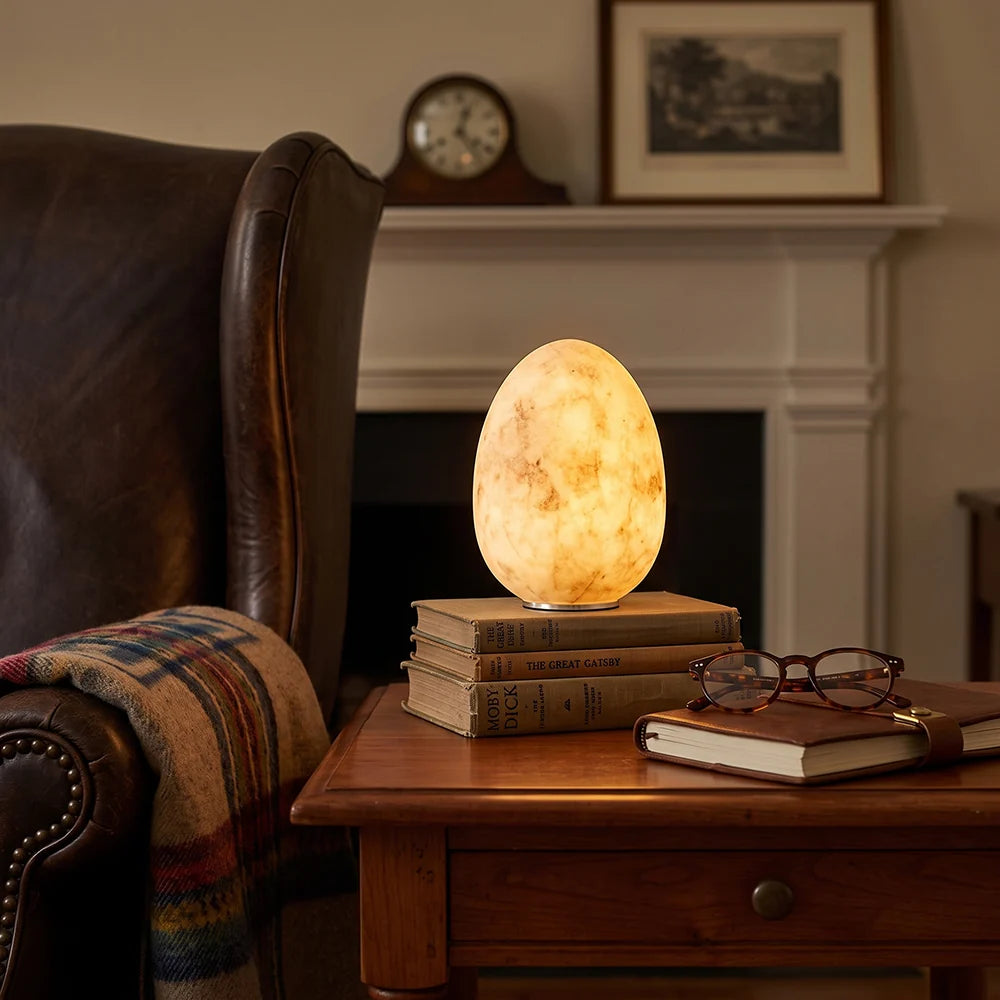 RoyaleGlow Natural Alabaster Cordless Accent Lamp Rechargeable Stone Light - Royale Basic