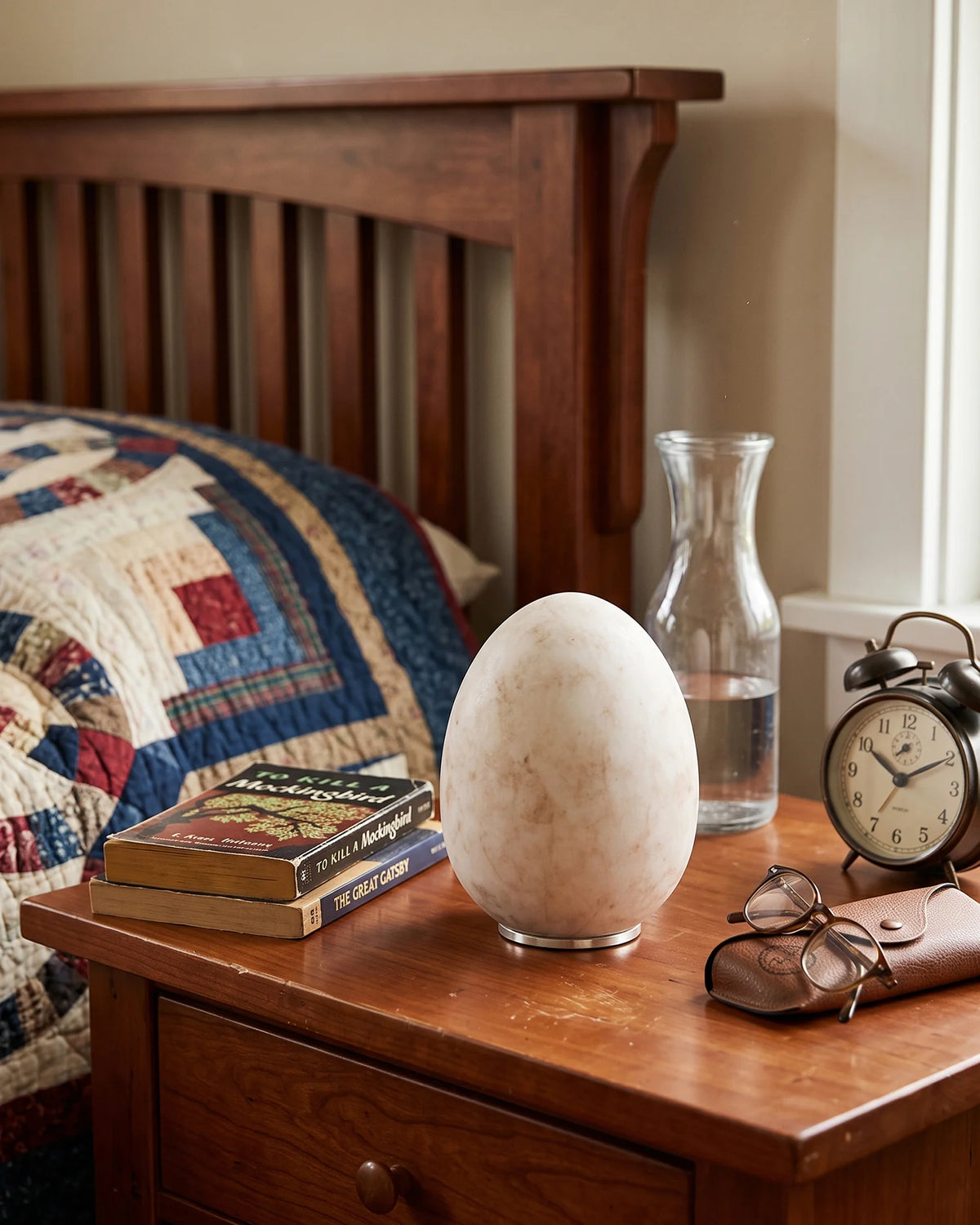 RoyaleGlow Natural Alabaster Cordless Accent Lamp Rechargeable Stone Light - Royale Basic