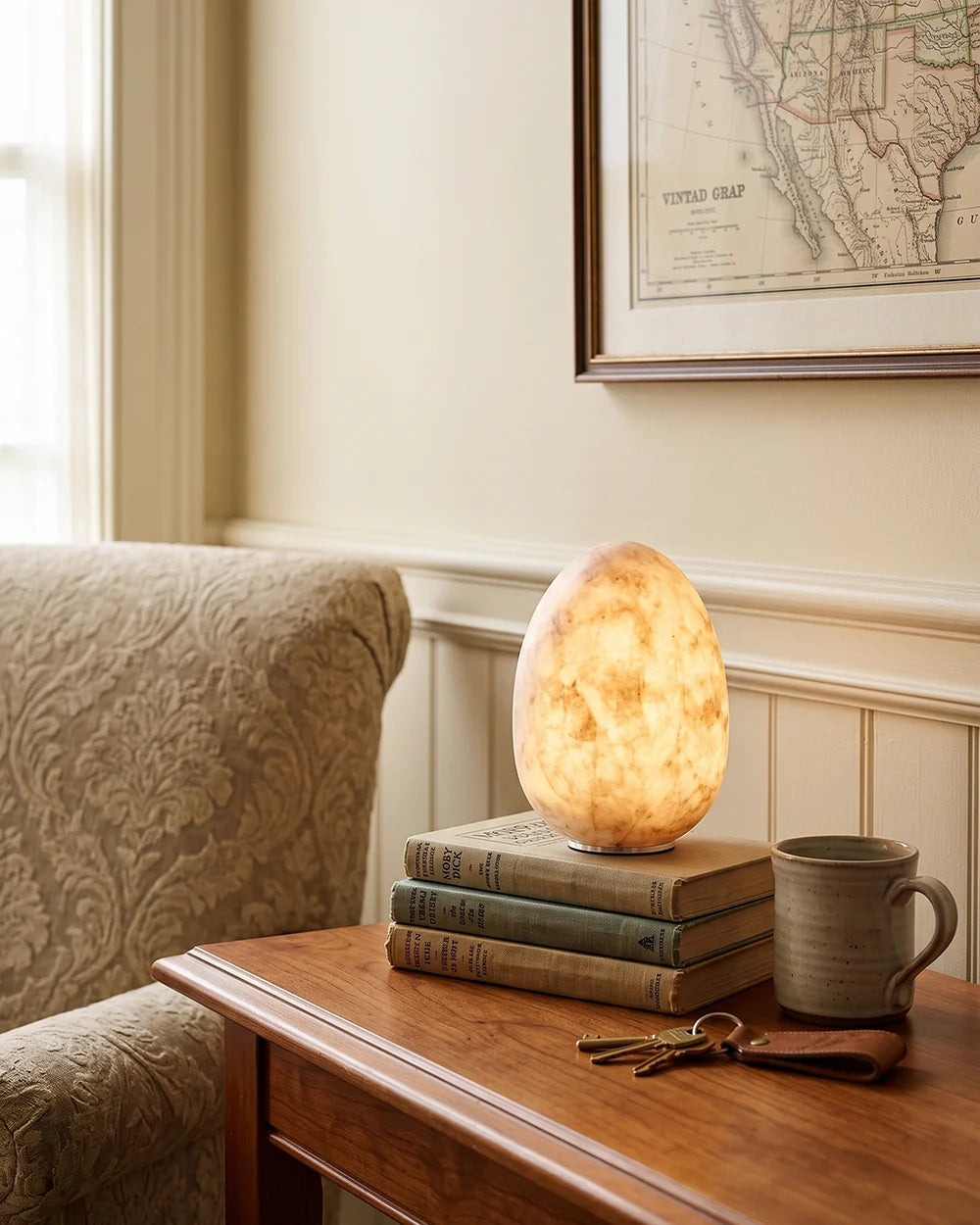 RoyaleGlow Natural Alabaster Cordless Accent Lamp Rechargeable Stone Light - Royale Basic
