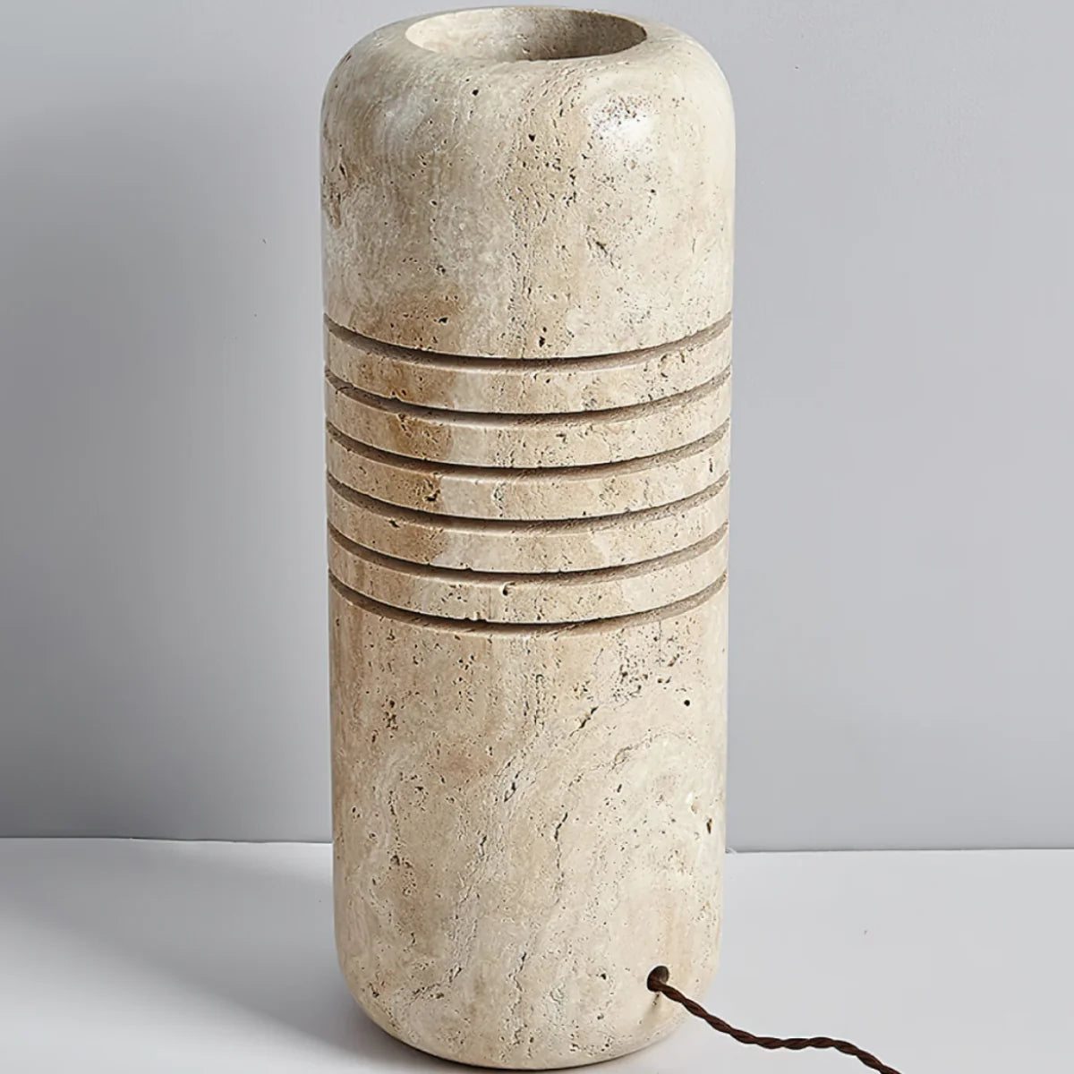 RoyaleGlow Natural Travertine Stone Floor Lamp Sculptural Column Light - Royale Basic