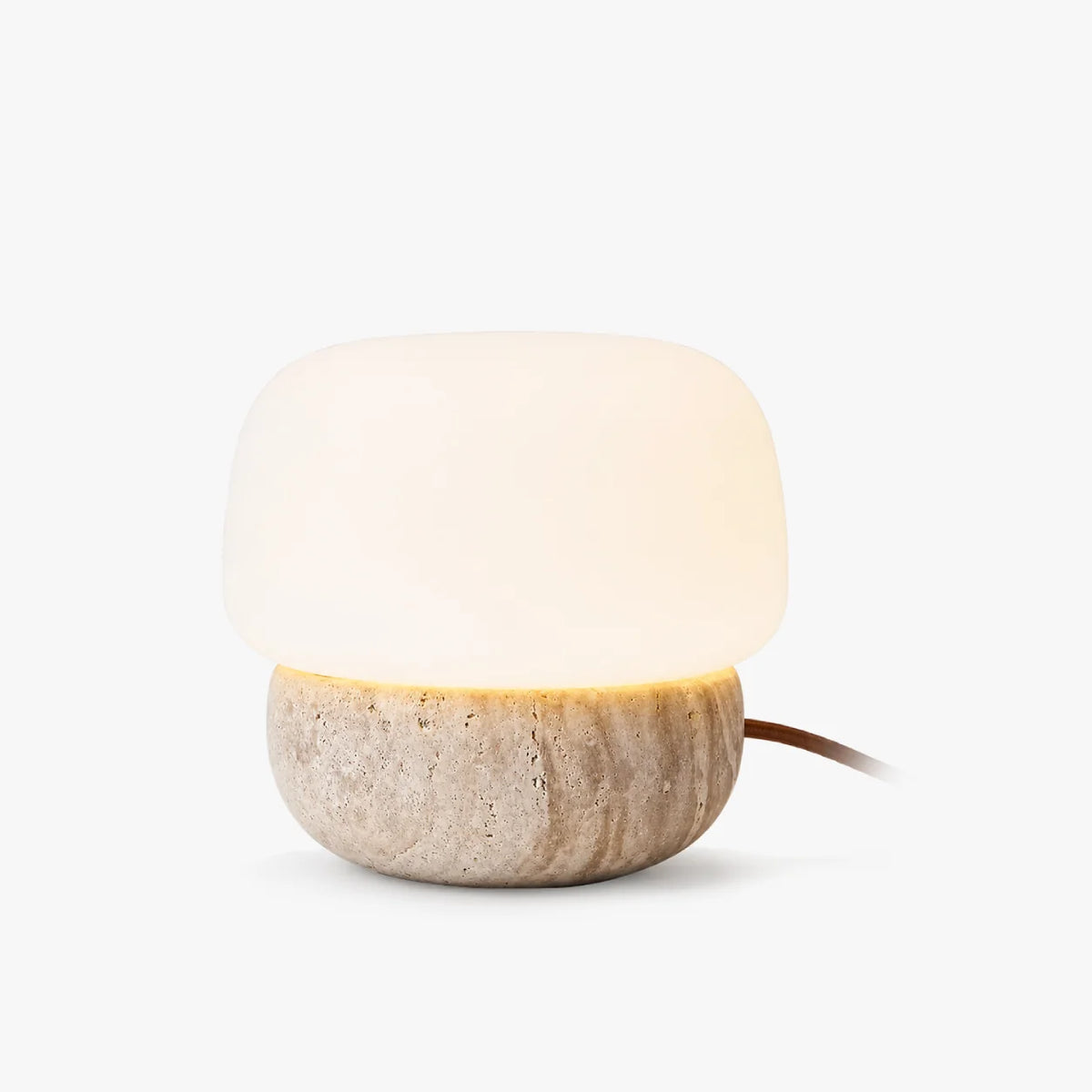 RoyaleGlow Natural Travertine Stone Table Lamp with Glass Shade - Royale Basic