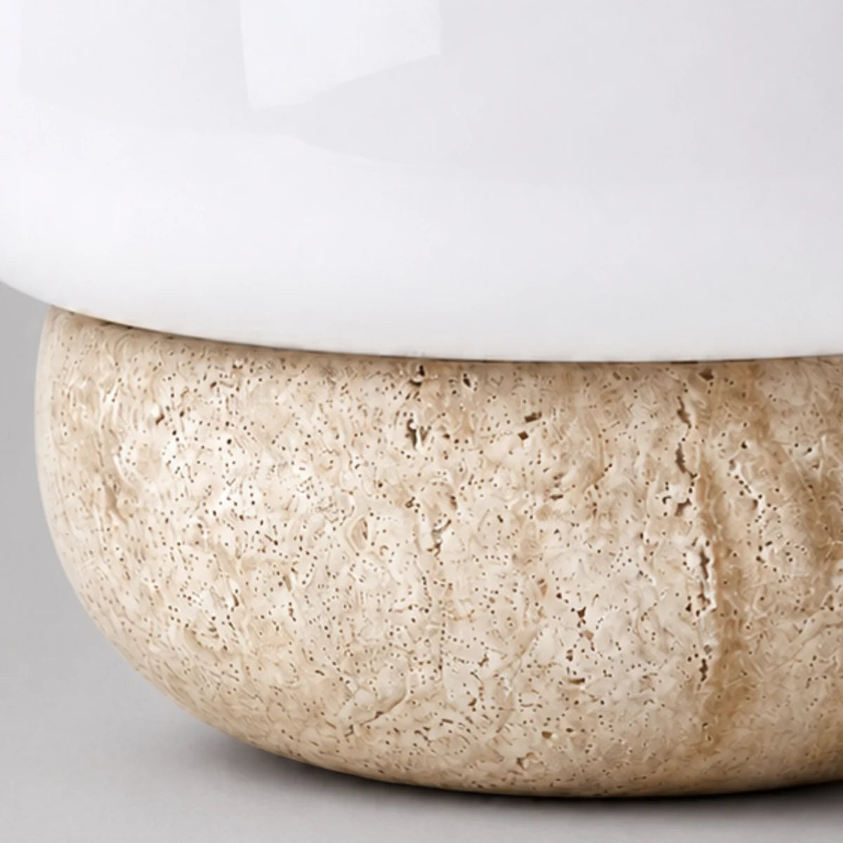 RoyaleGlow Natural Travertine Stone Table Lamp with Glass Shade - Royale Basic