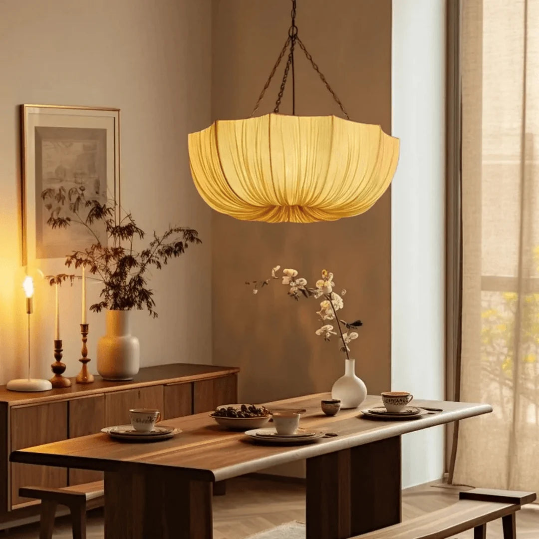 RoyaleGlow Pleated Fabric Pendant Light Hanging Ceiling Lamp - Royale Basic