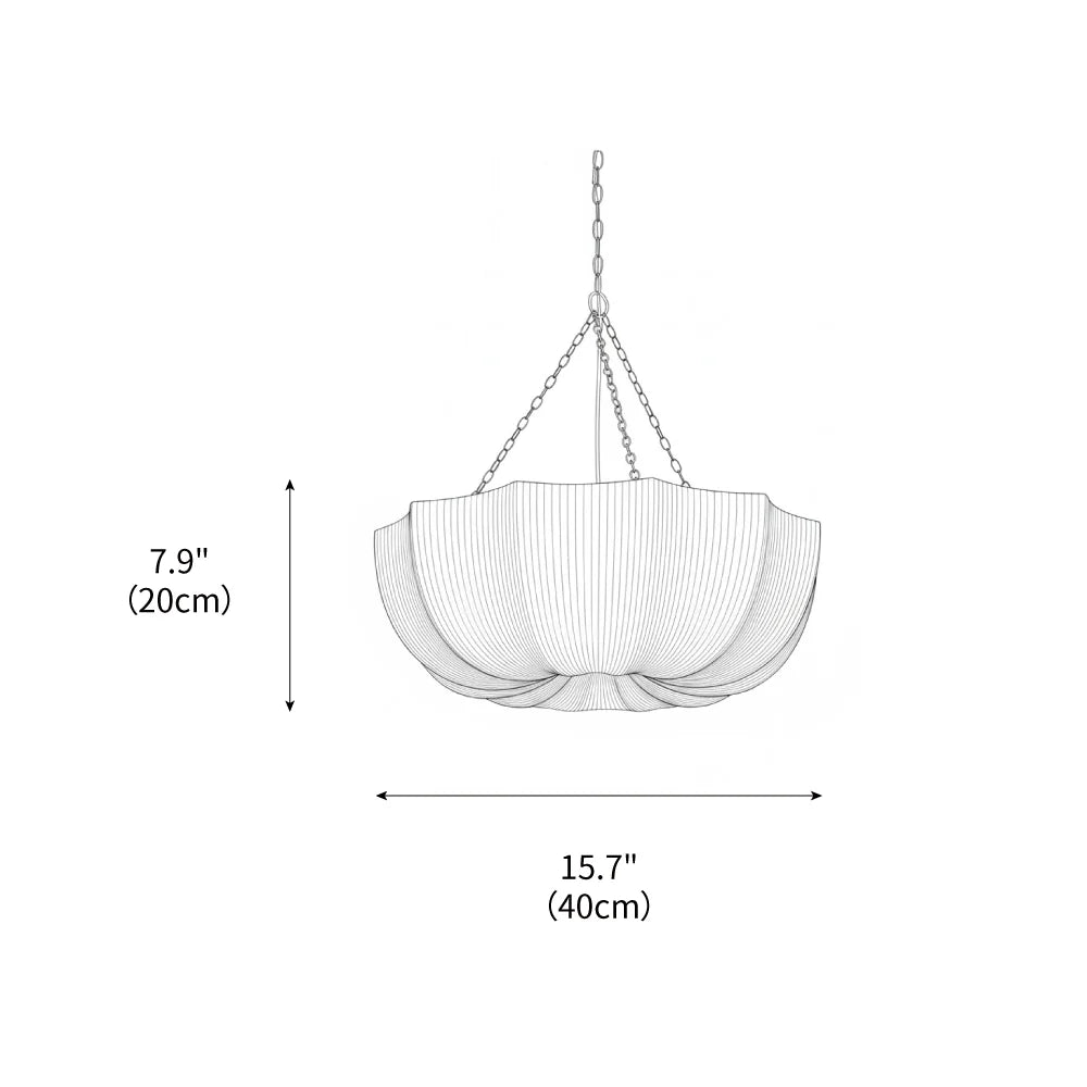 RoyaleGlow Pleated Fabric Pendant Light Hanging Ceiling Lamp - Royale Basic
