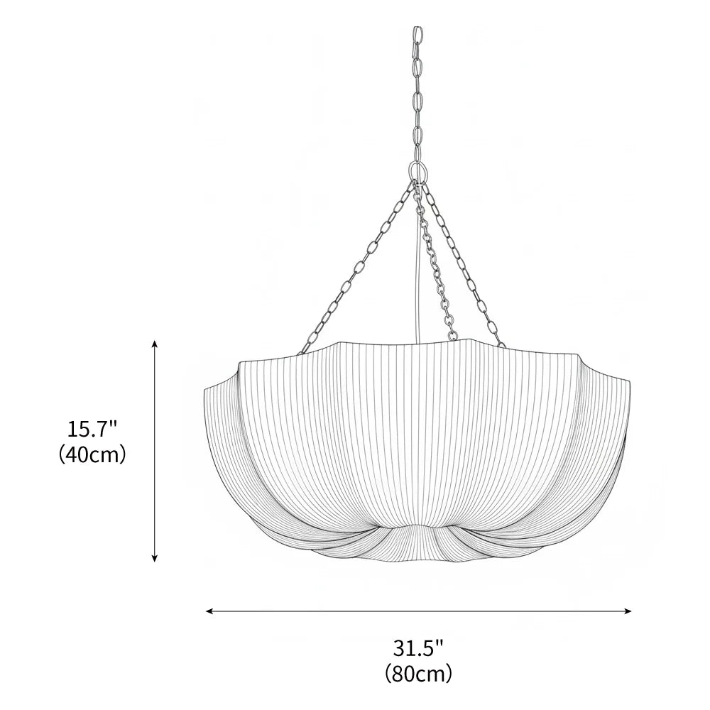 RoyaleGlow Pleated Fabric Pendant Light Hanging Ceiling Lamp - Royale Basic