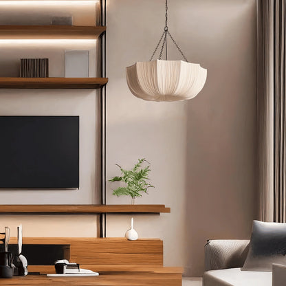 RoyaleGlow Pleated Fabric Pendant Light Hanging Ceiling Lamp - Royale Basic