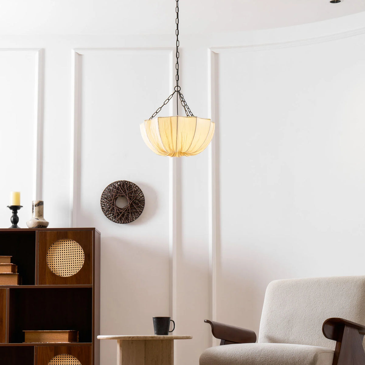 RoyaleGlow Pleated Fabric Pendant Light Hanging Ceiling Lamp - Royale Basic