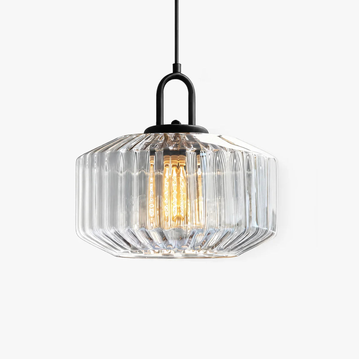 RoyaleGlow Ribbed Green Glass Pendant Light Modern Kitchen Island Hanging Lamp - Royale Basic