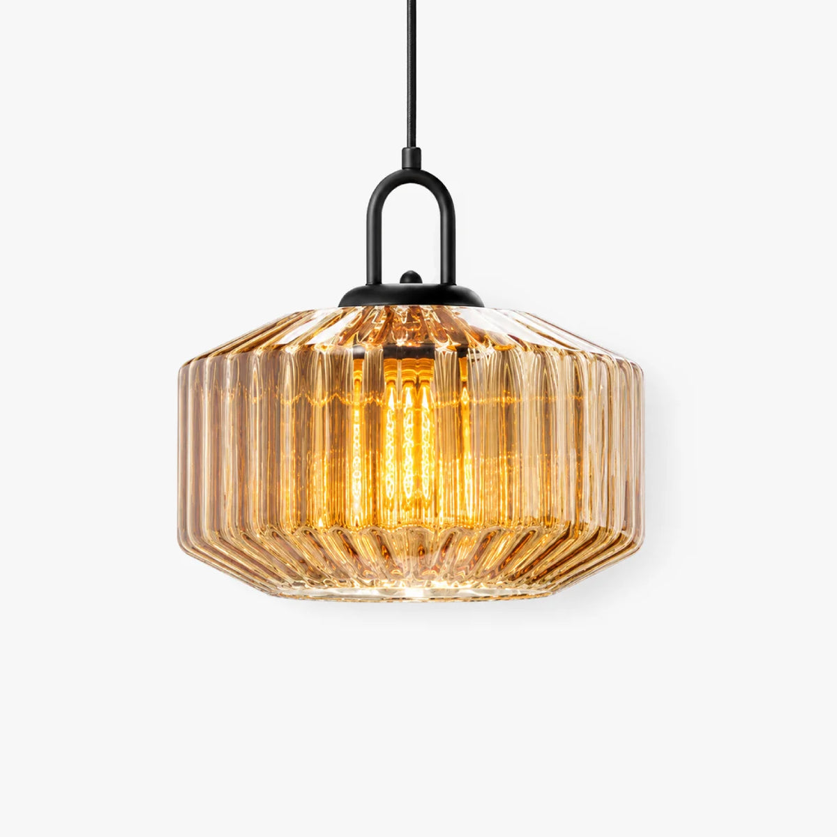 RoyaleGlow Ribbed Green Glass Pendant Light Modern Kitchen Island Hanging Lamp - Royale Basic