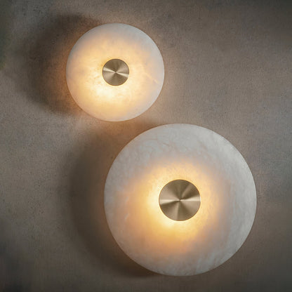 RoyaleGlow Round Alabaster Wall Sconce - Modern LED Flush Mount Light-Royale Basic