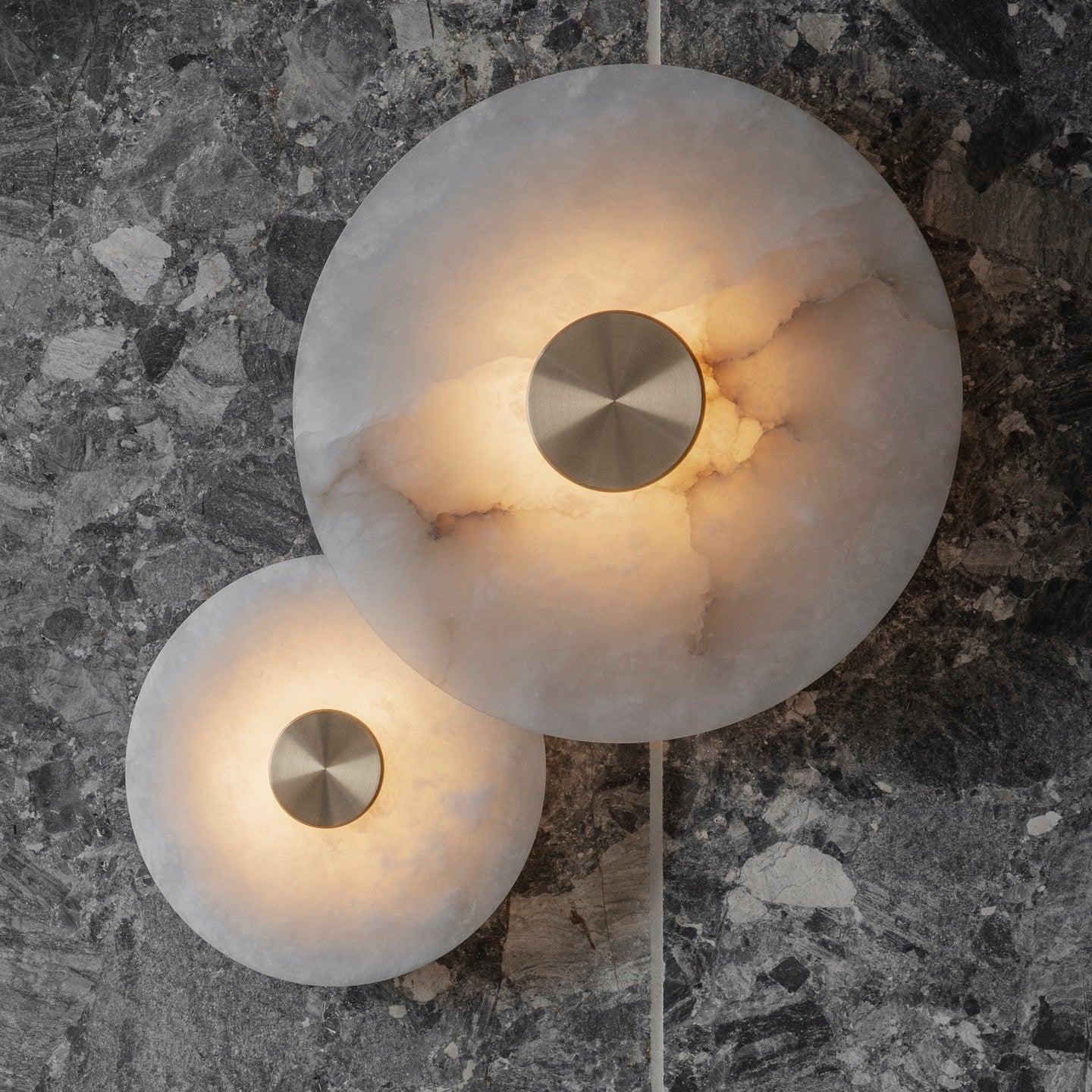 RoyaleGlow Round Alabaster Wall Sconce - Modern LED Flush Mount Light-Royale Basic