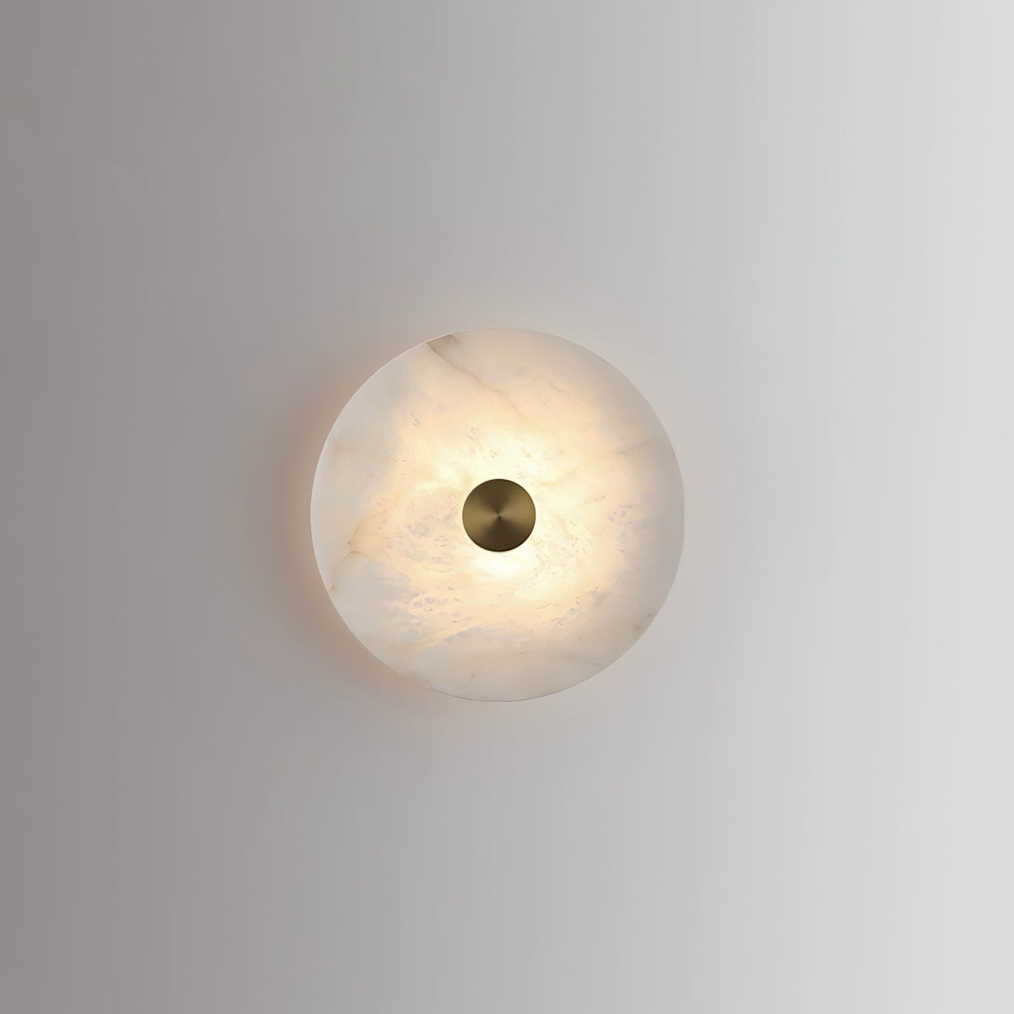 RoyaleGlow Round Alabaster Wall Sconce - Modern LED Flush Mount Light-Royale Basic