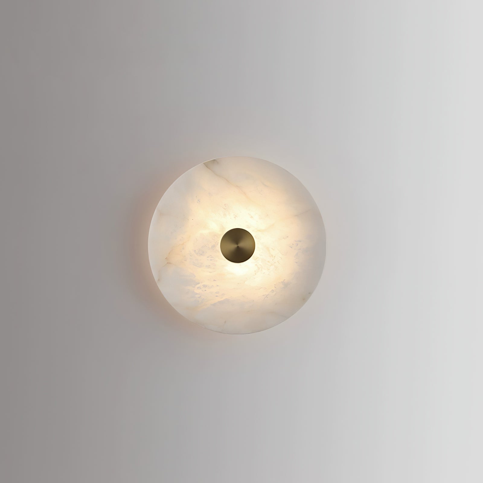 RoyaleGlow Round Alabaster Wall Sconce - Modern LED Flush Mount Light-Royale Basic