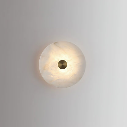 RoyaleGlow Round Alabaster Wall Sconce - Modern LED Flush Mount Light-Royale Basic