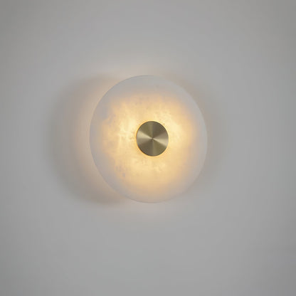 RoyaleGlow Round Alabaster Wall Sconce - Modern LED Flush Mount Light-Royale Basic