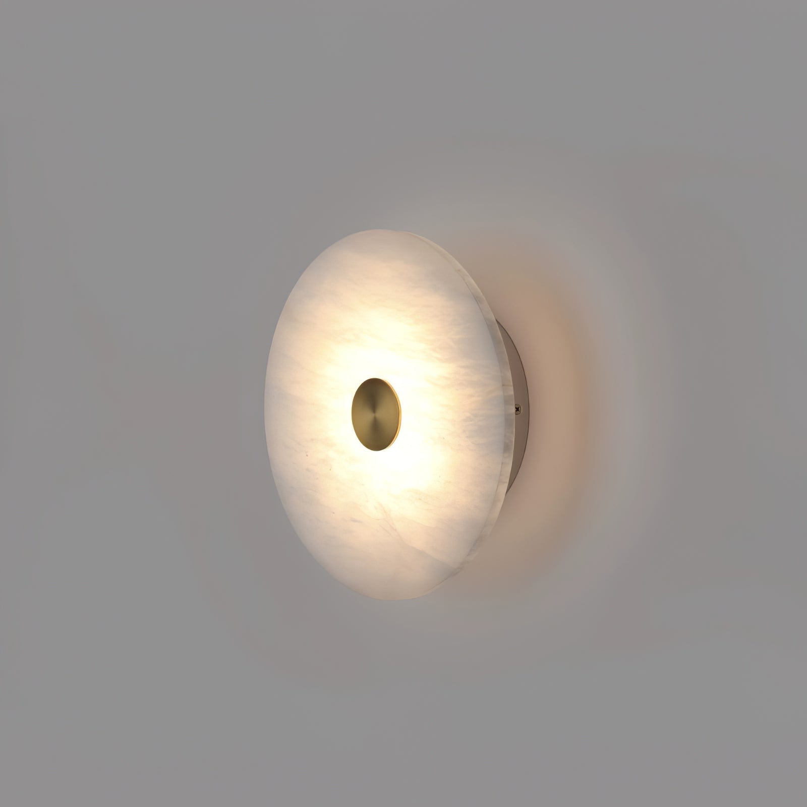 RoyaleGlow Round Alabaster Wall Sconce - Modern LED Flush Mount Light-Royale Basic