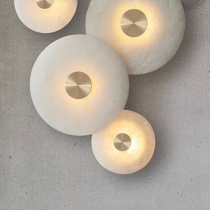 RoyaleGlow Round Alabaster Wall Sconce - Modern LED Flush Mount Light-Royale Basic