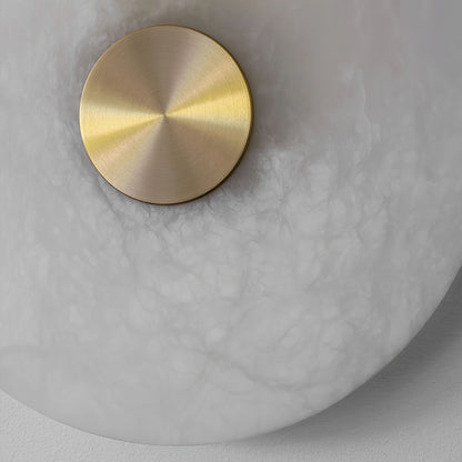 RoyaleGlow Round Alabaster Wall Sconce - Modern LED Flush Mount Light-Royale Basic