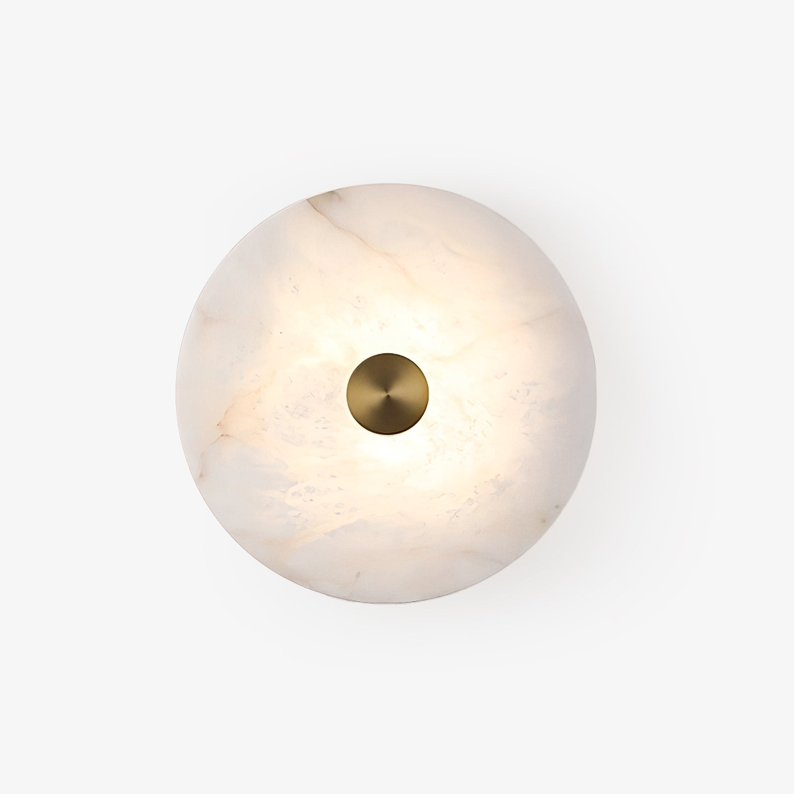 RoyaleGlow Round Alabaster Wall Sconce - Modern LED Flush Mount Light-Royale Basic