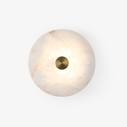 RoyaleGlow Round Alabaster Wall Sconce - Modern LED Flush Mount Light-Royale Basic