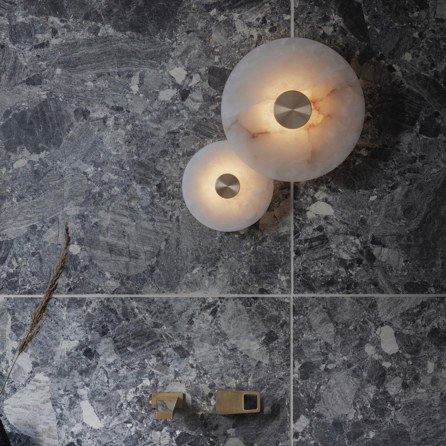 RoyaleGlow Round Alabaster Wall Sconce - Modern LED Flush Mount Light-Royale Basic