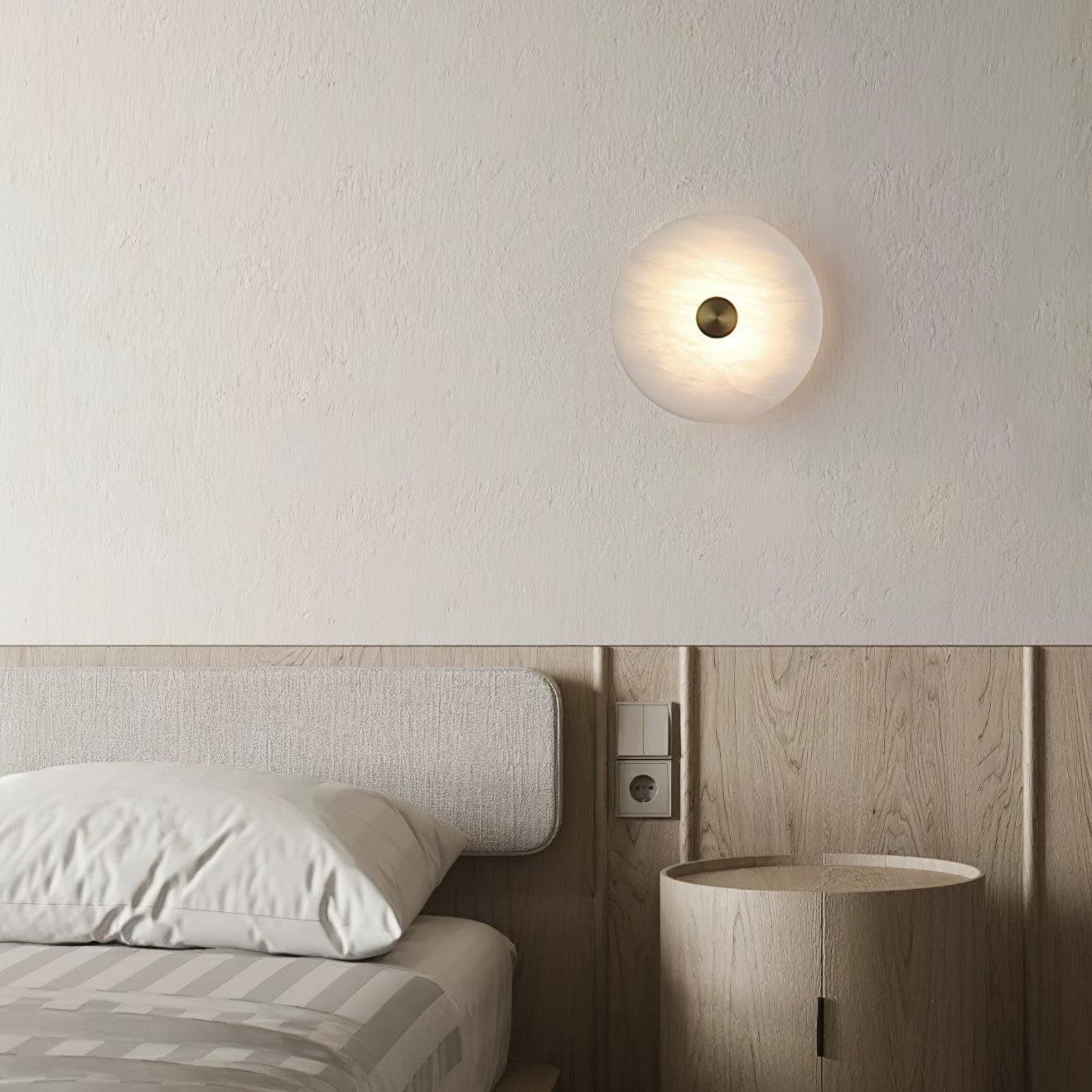RoyaleGlow Round Alabaster Wall Sconce - Modern LED Flush Mount Light-Royale Basic