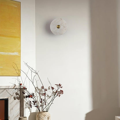 RoyaleGlow Round Alabaster Wall Sconce - Modern LED Flush Mount Light-Royale Basic