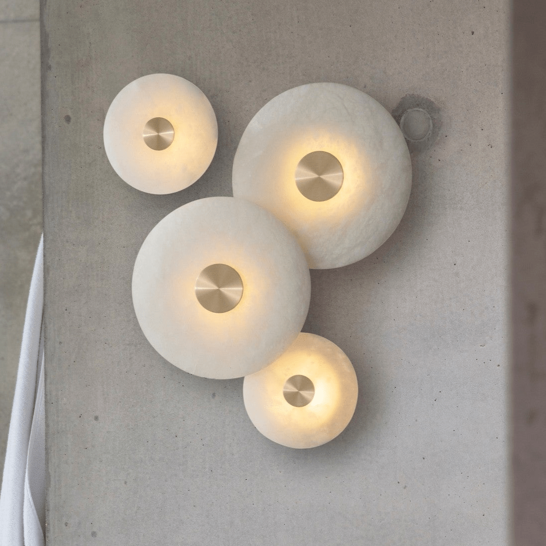 RoyaleGlow Round Alabaster Wall Sconce - Modern LED Flush Mount Light-Royale Basic