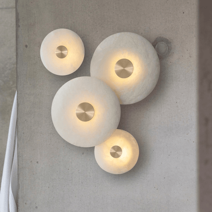 RoyaleGlow Round Alabaster Wall Sconce - Modern LED Flush Mount Light-Royale Basic