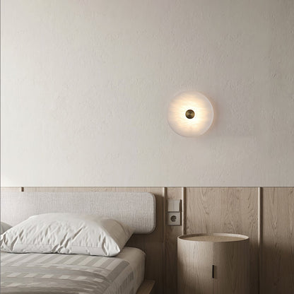 RoyaleGlow Round Alabaster Wall Sconce - Modern LED Flush Mount Light-Royale Basic