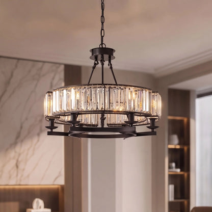 RoyaleGlow Rustic Crystal Chandelier Hanging Light Fixture For Dining Room - Royale Basic
