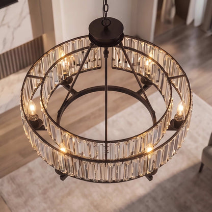 RoyaleGlow Rustic Crystal Chandelier Hanging Light Fixture For Dining Room - Royale Basic