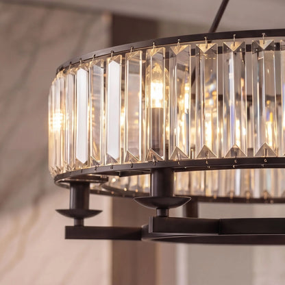 RoyaleGlow Rustic Crystal Chandelier Hanging Light Fixture For Dining Room - Royale Basic