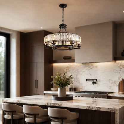RoyaleGlow Rustic Crystal Chandelier Hanging Light Fixture For Dining Room - Royale Basic