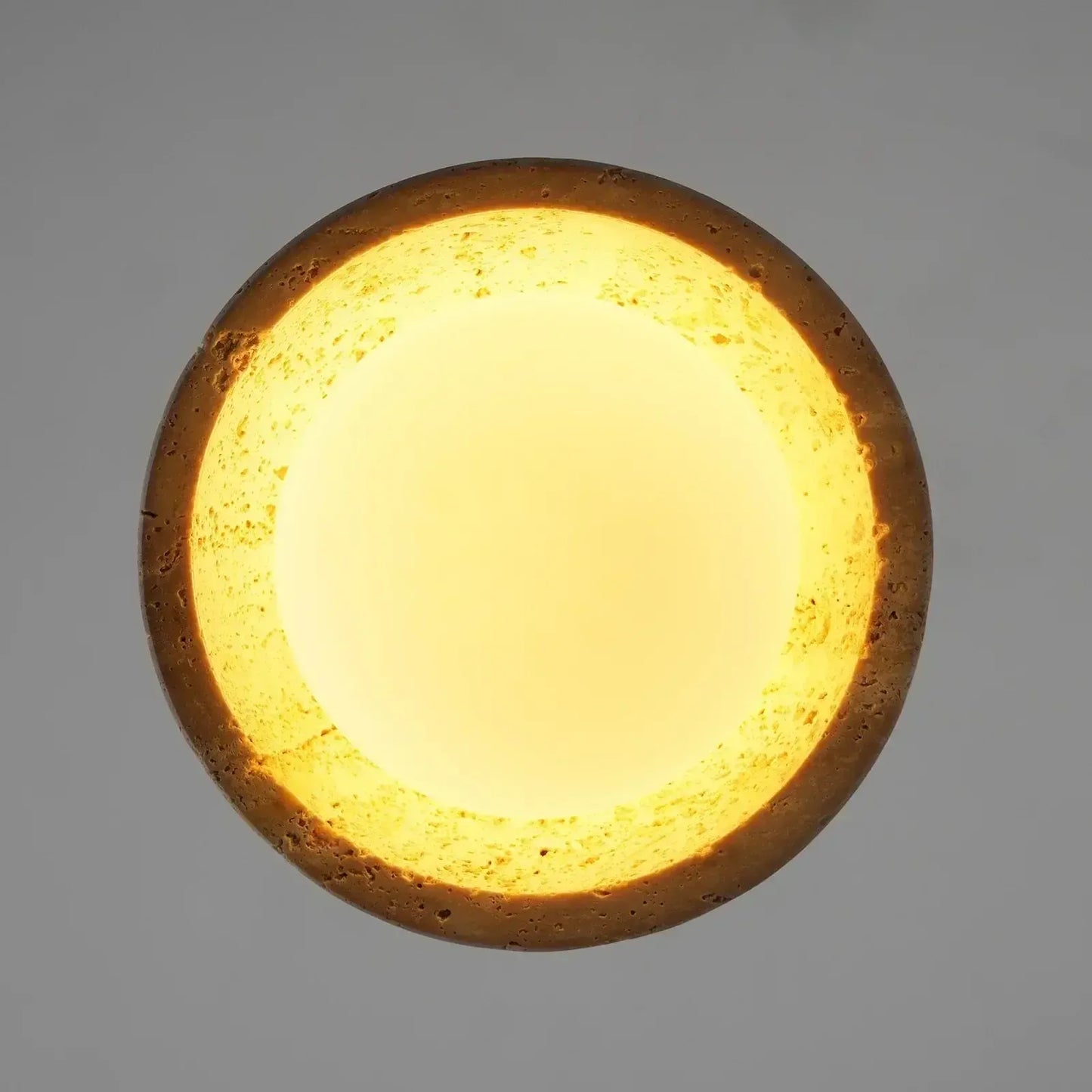 RoyaleGlow Travertine & Glass Dome Pendant Light - Modern Organic Sconce-Royale Basic