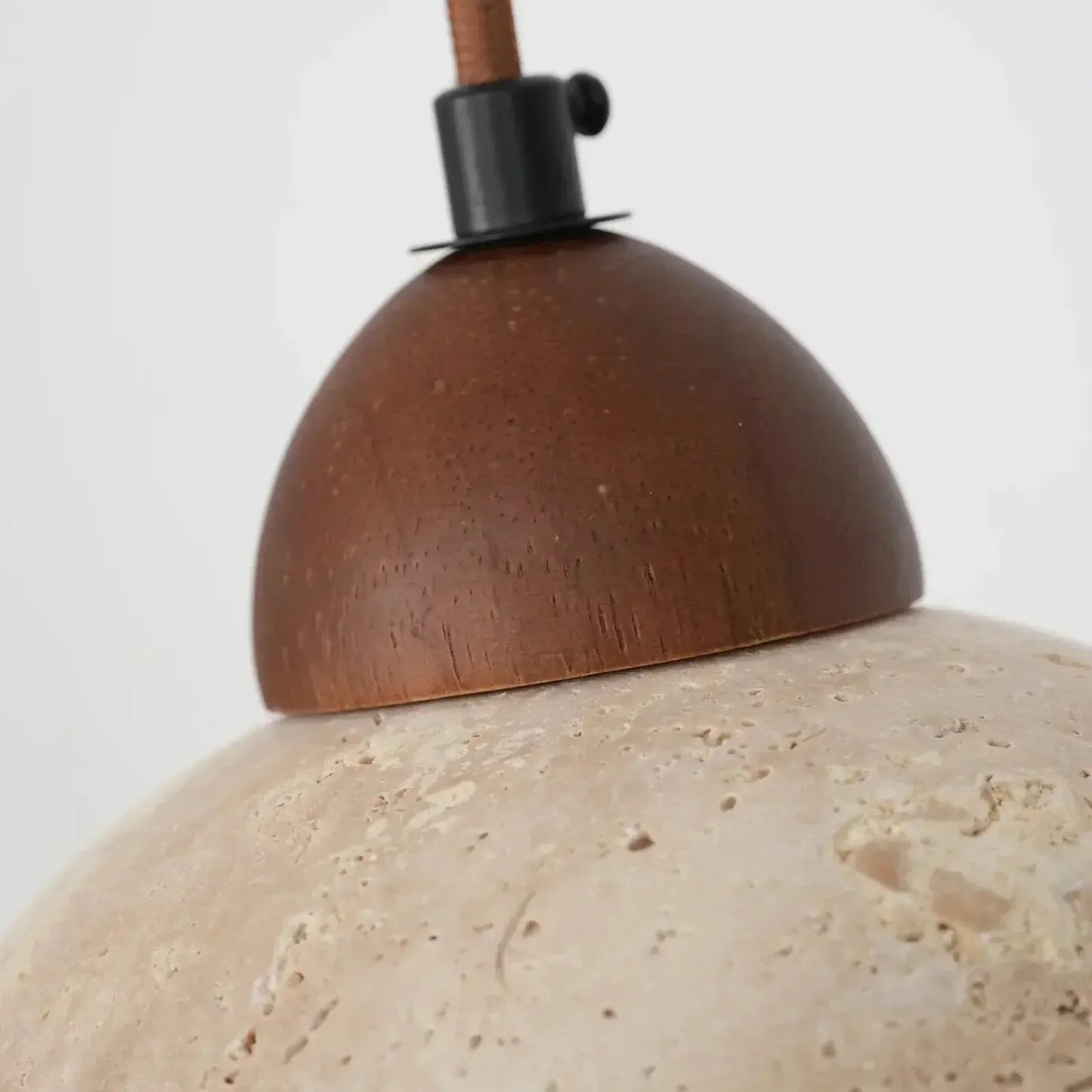 RoyaleGlow Travertine & Glass Dome Pendant Light - Modern Organic Sconce-Royale Basic