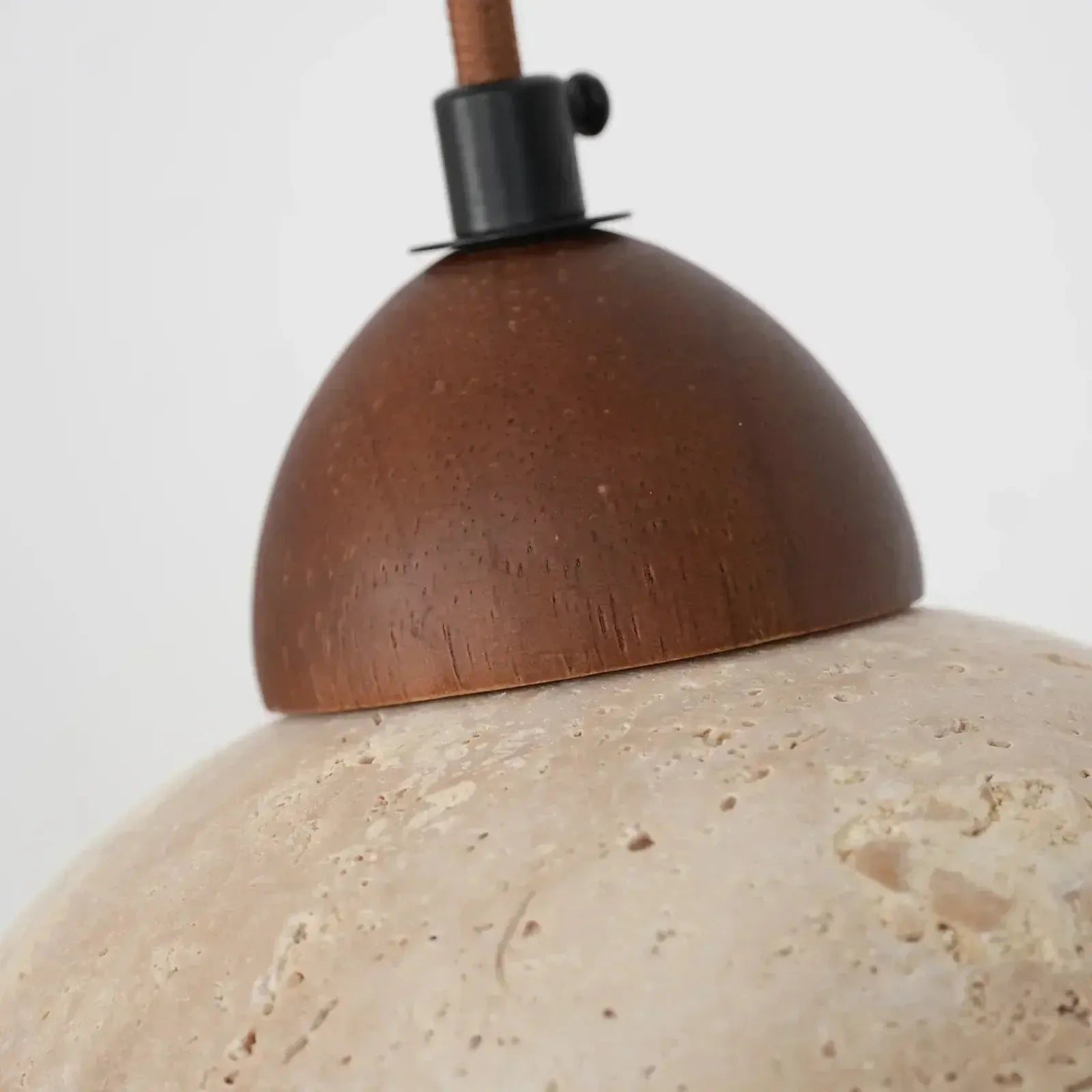 RoyaleGlow Travertine & Glass Dome Pendant Light - Modern Organic Sconce-Royale Basic