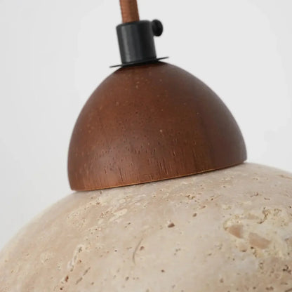 RoyaleGlow Travertine & Glass Dome Pendant Light - Modern Organic Sconce-Royale Basic