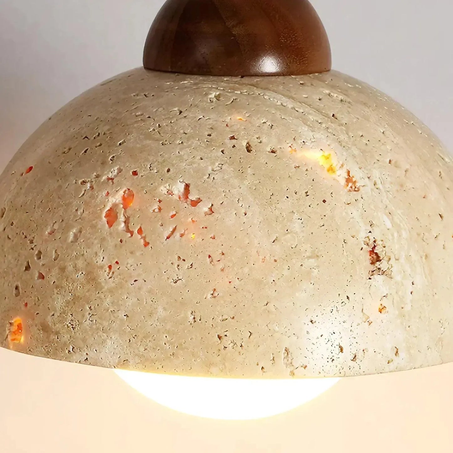 RoyaleGlow Travertine & Glass Dome Pendant Light - Modern Organic Sconce-Royale Basic