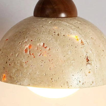 RoyaleGlow Travertine & Glass Dome Pendant Light - Modern Organic Sconce-Royale Basic