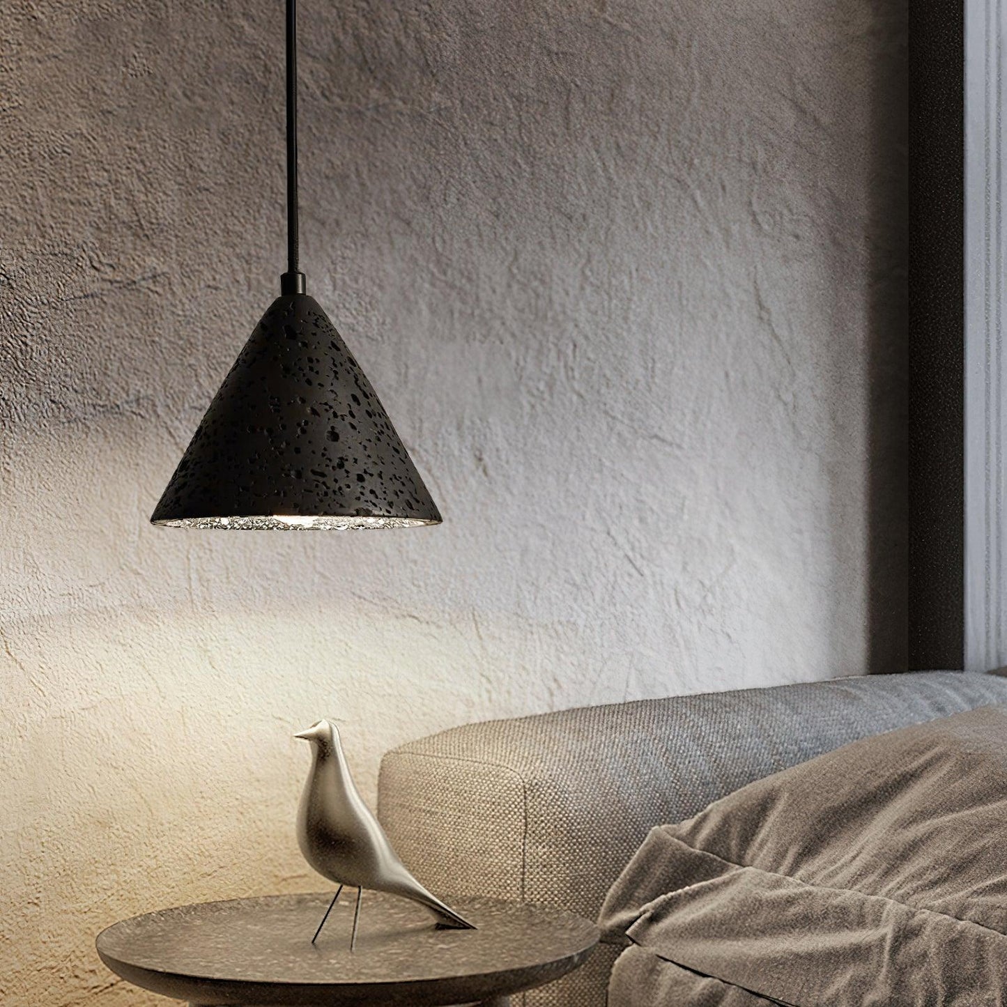 RoyaleGlow Travertine Pendant Light - Modern Natural Stone Hanging Lamp-Royale Basic