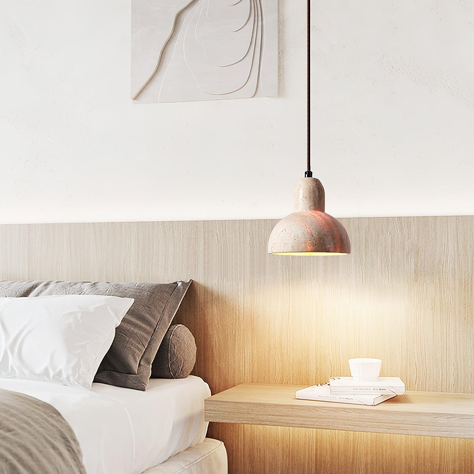 RoyaleGlow Travertine Pendant Light - Modern Natural Stone Hanging Lamp-Royale Basic