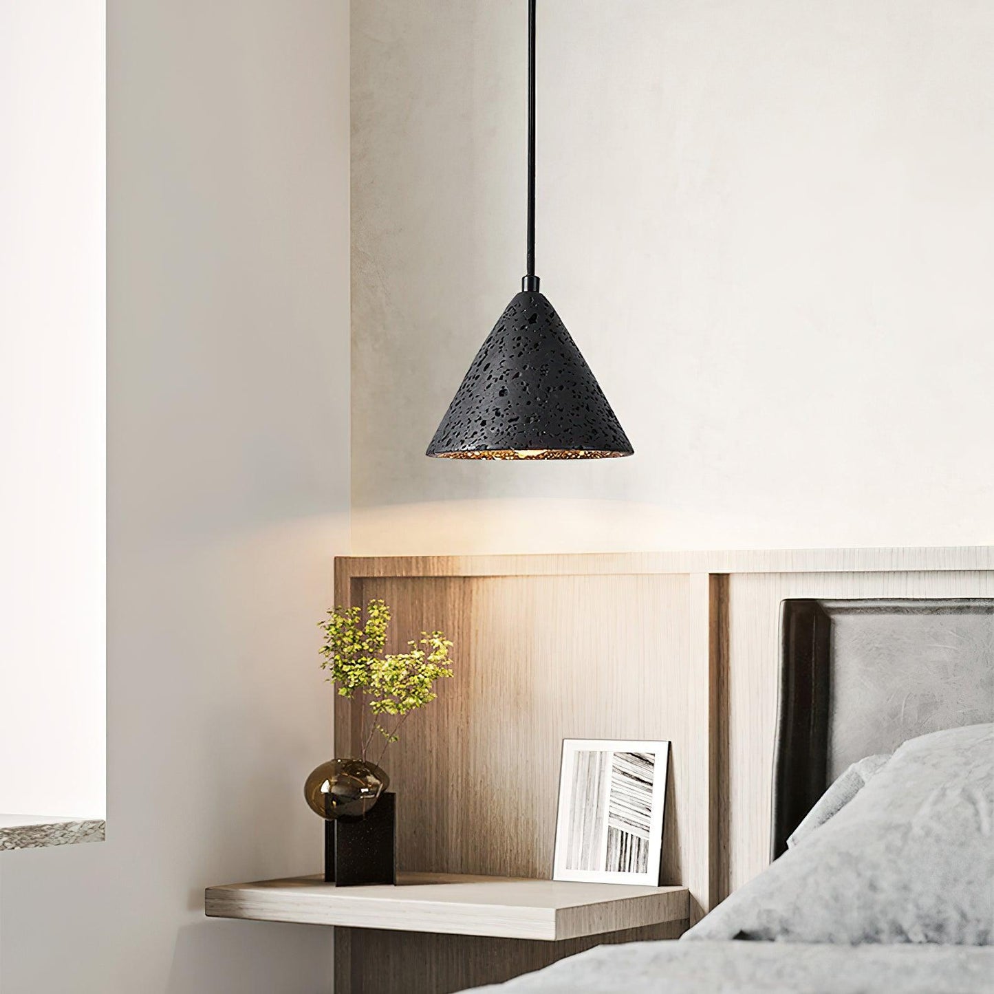 RoyaleGlow Travertine Pendant Light - Modern Natural Stone Hanging Lamp-Royale Basic
